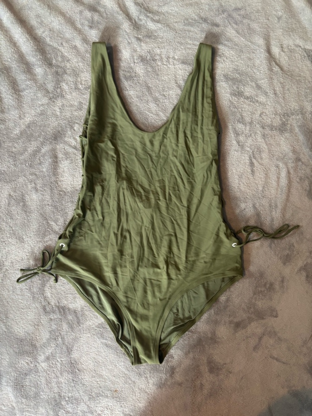 aerie Olive Green Scoop One-Piece Swimsuit with Side Tie